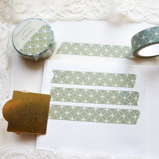 a washi tape with coin lattice pattern in light green.