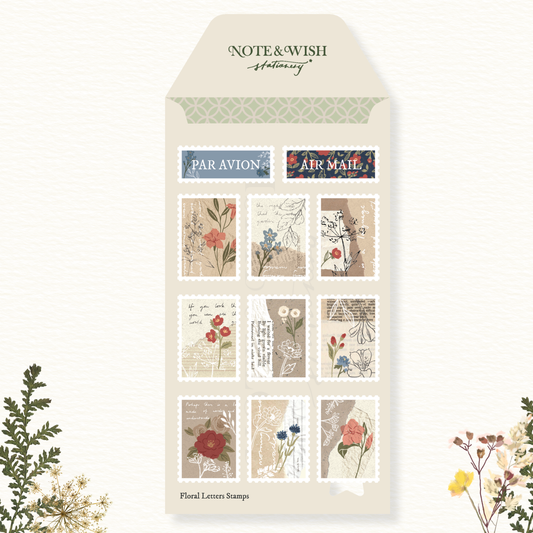 Floral Letters Stamp Stickers - Flower Stamp Stickers