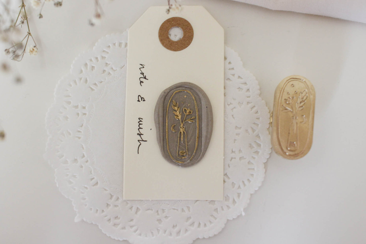 Flower in a Vase Wax Seal Stamp, Note & Wish Original Seal Stamp