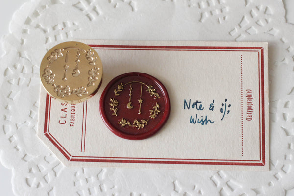 Moon Wreath Wax Seal Stamp, Note & Wish Original Seal Stamp