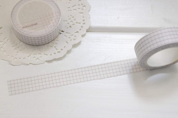 Burnt Coral Grid Washi Tape, Note and Wish Washi - Note And Wish