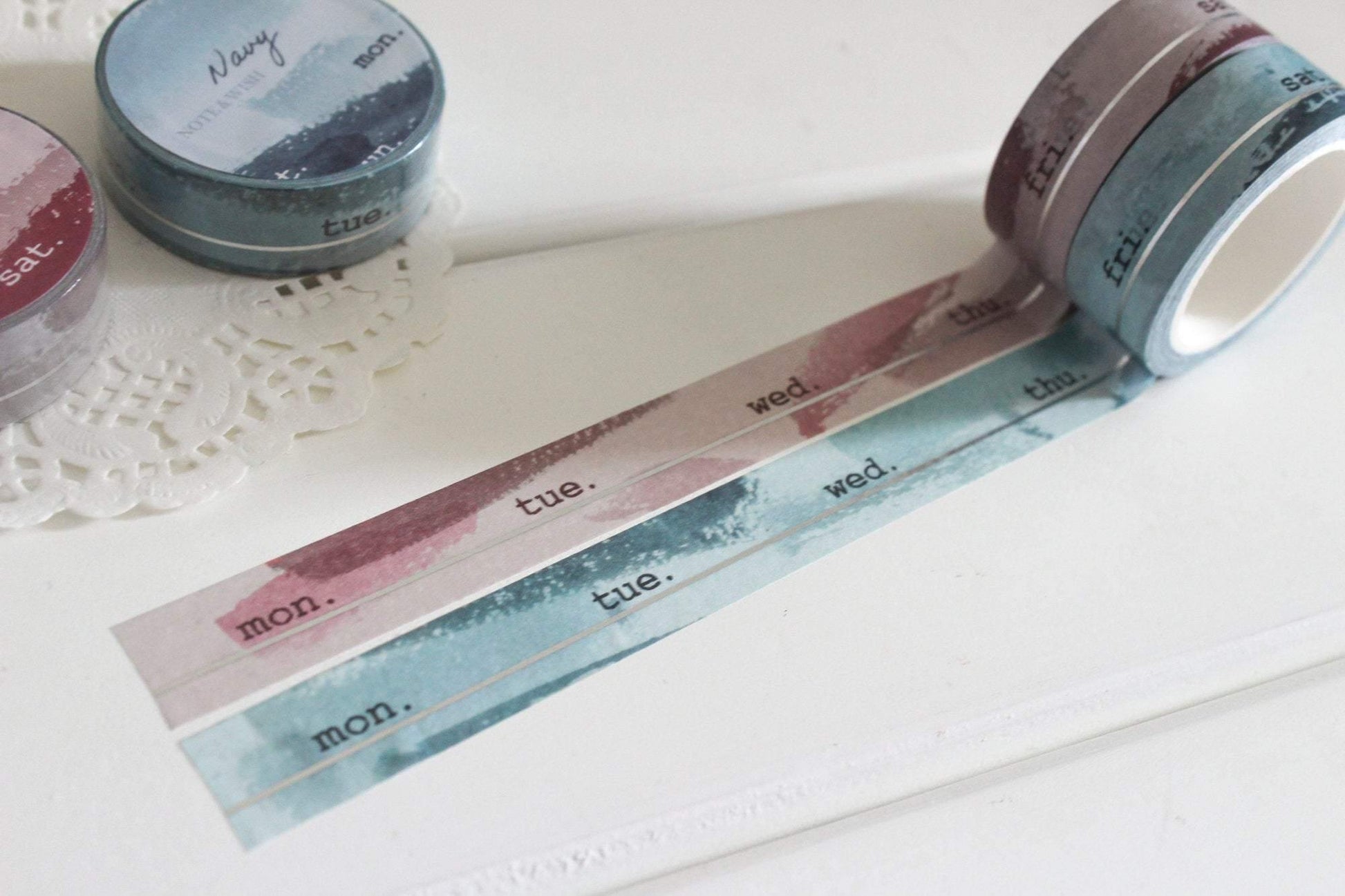 Burgundy and Navy Days Washi Tape, Note & Wish Washi - Note And Wish 