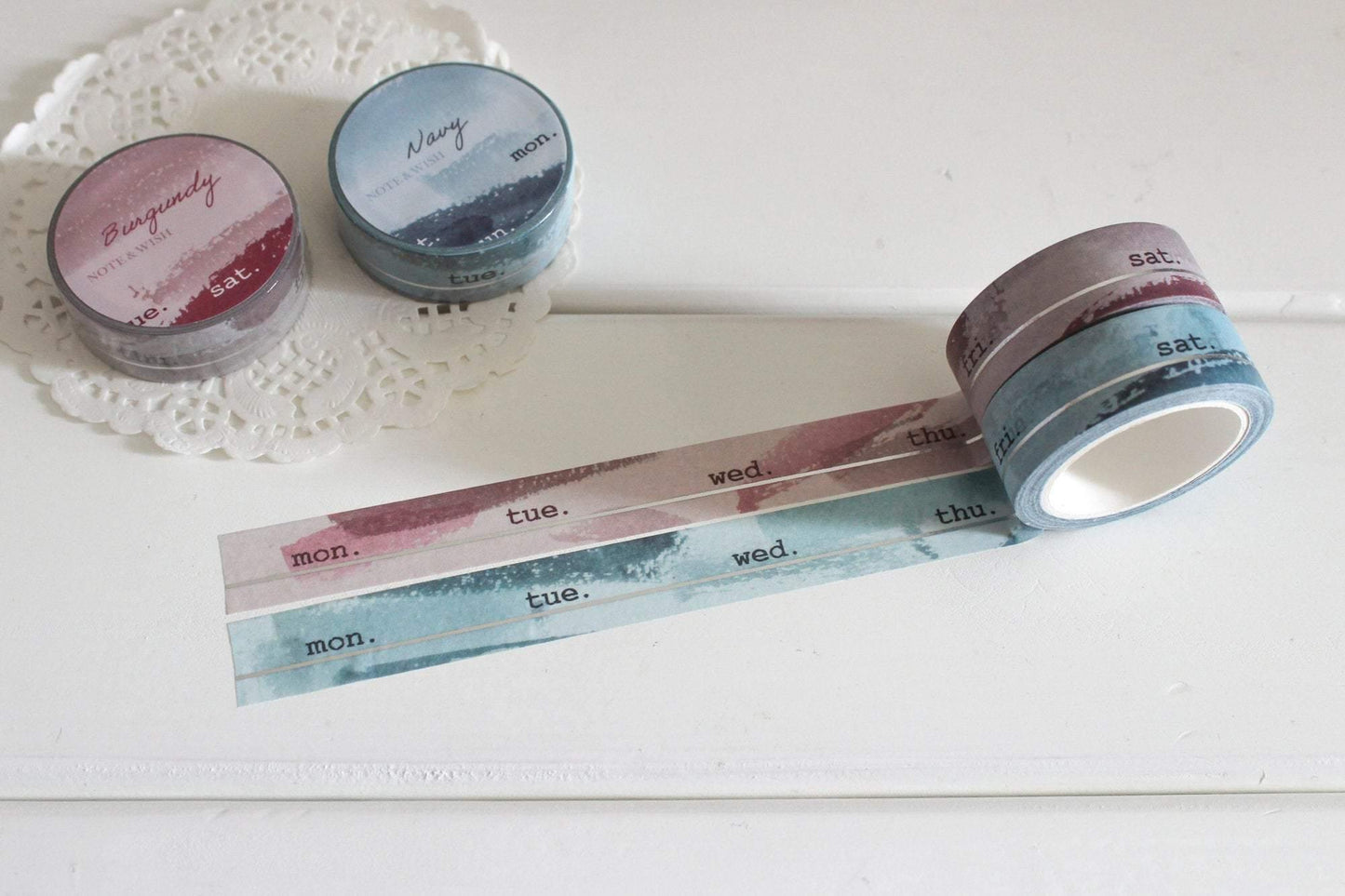 Burgundy and Navy Days Washi Tape, Note & Wish Washi - Note And Wish 