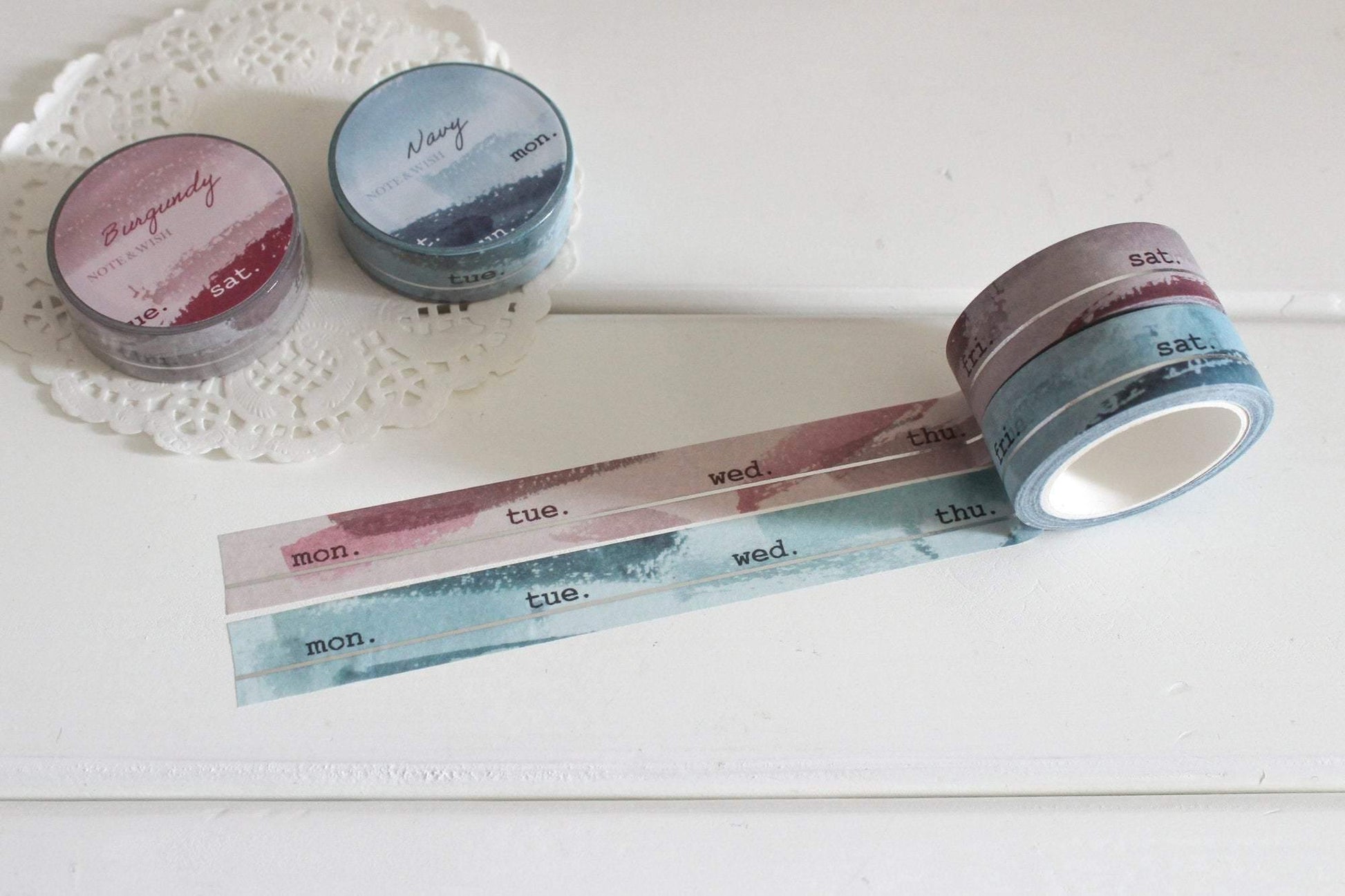 Burgundy and Navy Days Washi Tape, Note & Wish Washi - Note And Wish 