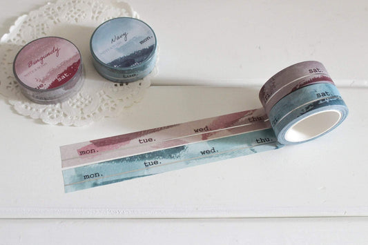 Burgundy and Navy Days Washi Tape, Note & Wish Washi - Note And Wish 