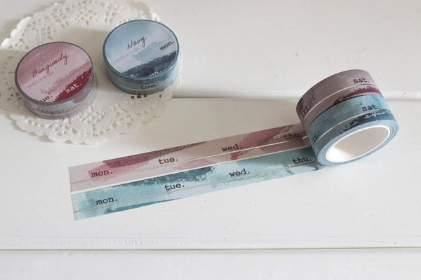 Burgundy and Navy Days Washi Tape, Note & Wish Washi - Note And Wish