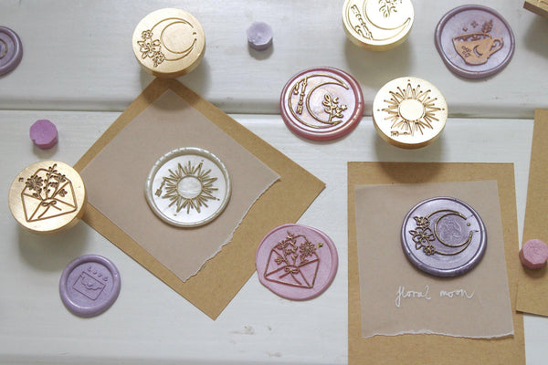 Floral Envelope Wax Seal Stamp, Note & Wish Original Seal Stamp - Note And Wish 