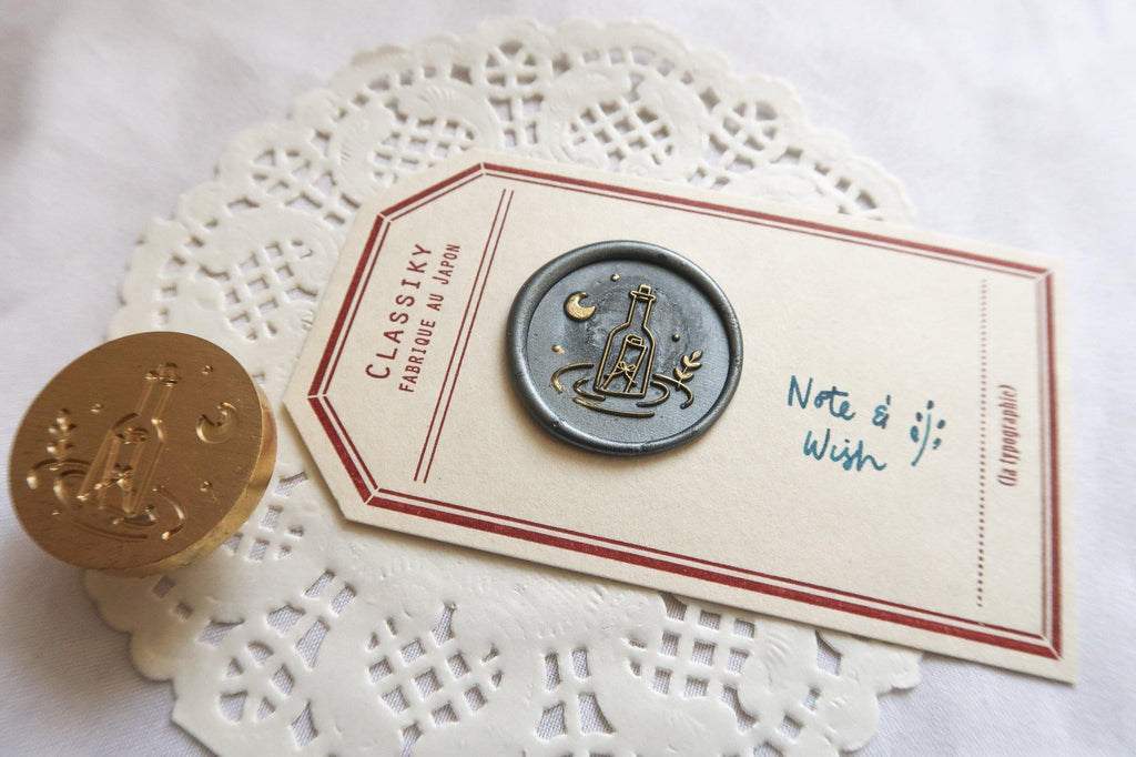 A Letter in a Bottle Wax Seal Stamp, Note & Wish Original Seal Stamp - Note And Wish 