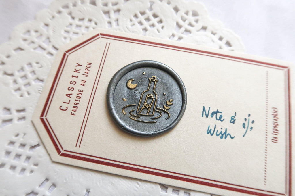 A Letter in a Bottle Wax Seal Stamp, Note & Wish Original Seal Stamp - Note And Wish 