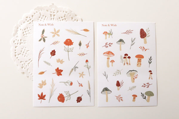 Mushroom and Autumn Garden Stickers Set