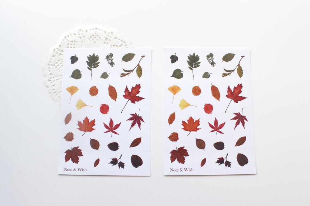 Pressed Leaves Stickers, Note & Wish Stickers