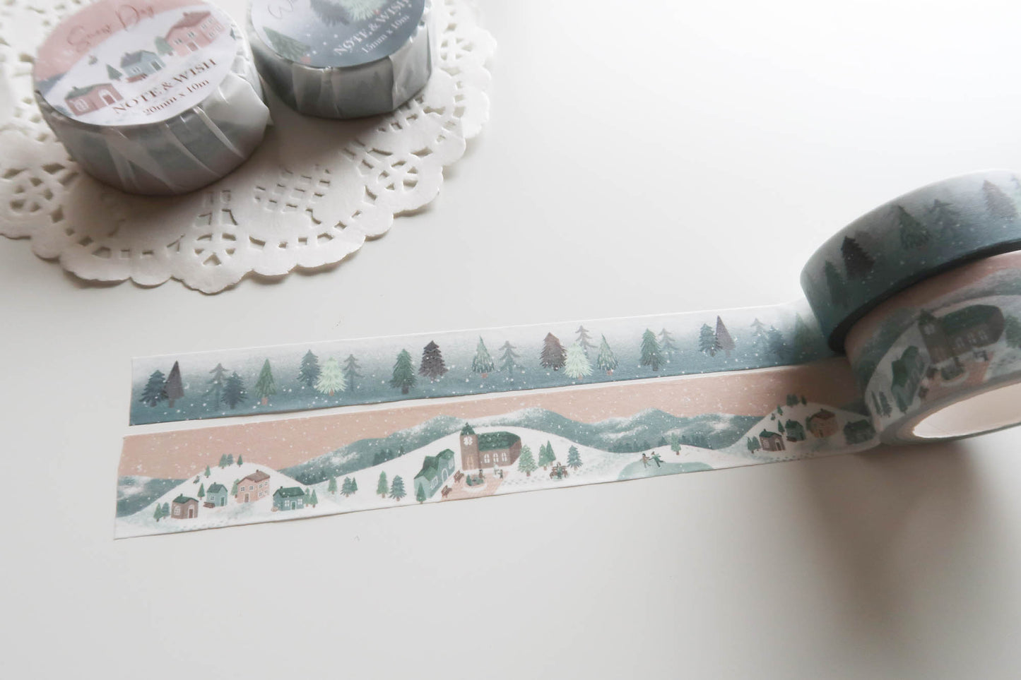 Snow Day and Winter Walk Washi Tape Set, Note & Wish Washi